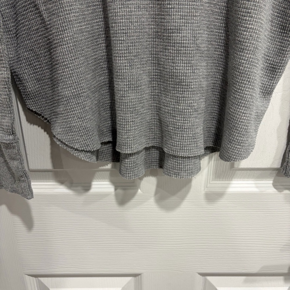 2/$25 TNA Gray Waffle Knit Long Sleeve Shirt with Turtleneck Drop Shoulder - Picture 4 of 8